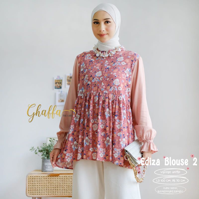 EDIZA BLOUSE kode 2 BY GHAFFA THE LABEL (BLOUSE MOTIF) Blouse muslimah rayon viscose rekomended