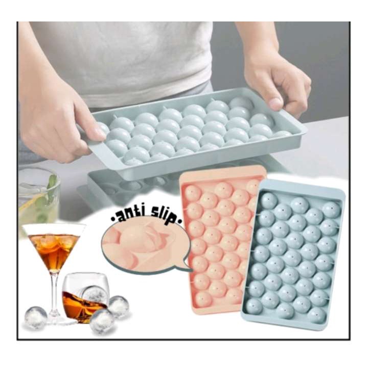 (RS)Cetakan Es Batu Bulat 33 / Cetakan Jelly Round Ice Cube Tray 33 Slot 33 butir es