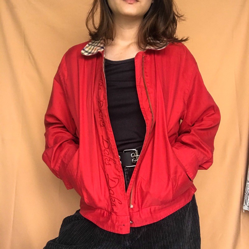 PRELOVED THRIFT DAKS Jaket Vintage Merah Kotak