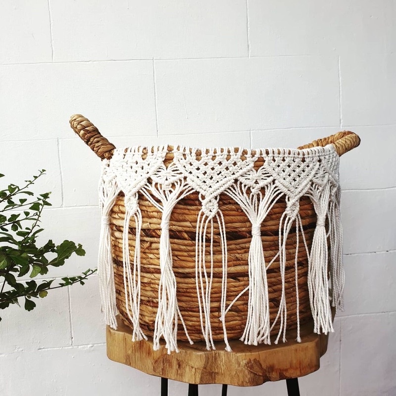 KERANJANG ANYAMAN/COVER POT ANYAMAN BANANA MACRAME RAJUT