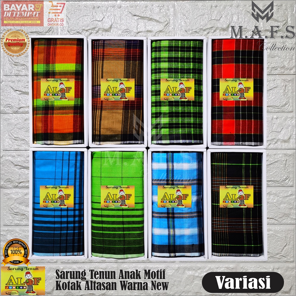 SARUNG ANAK GROSIR SARUNG ANAK ALIF MOTIF KOTAK FULL WARNA