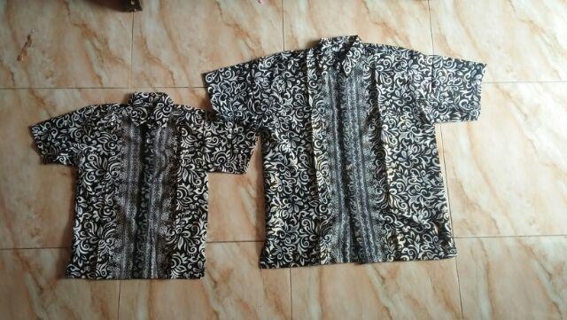 Couple Kemeja Ayah Anak Batik Kamboja Silver,tannisa Collection