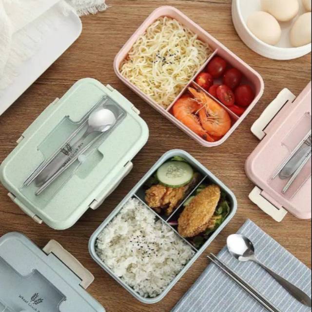 Tempat makan Lunch Box
Kotak makan ompreng polos sendok set BPA