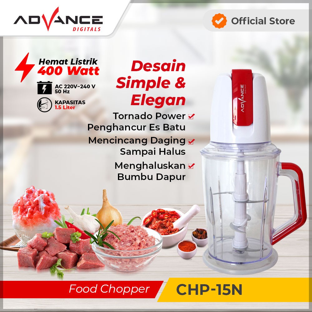 Advance 1.5L food Chopper Elektrik CHP-15N Multifungsi |Garansi Resmi Advance 1 Tahun