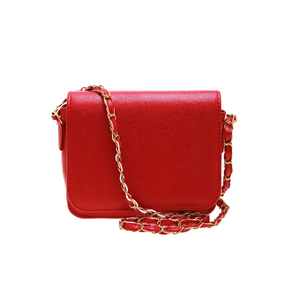 Esya Tas Selempang Wanita Long Chain Rope Glossy Quality Premium - Maroon