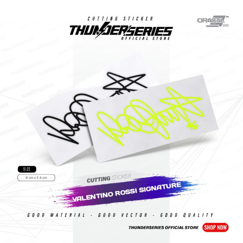 TS Cutting Sticker Valentino Rossi Signature | Stiker Valentino Rossi Signature  |  Stiker Cover Mot