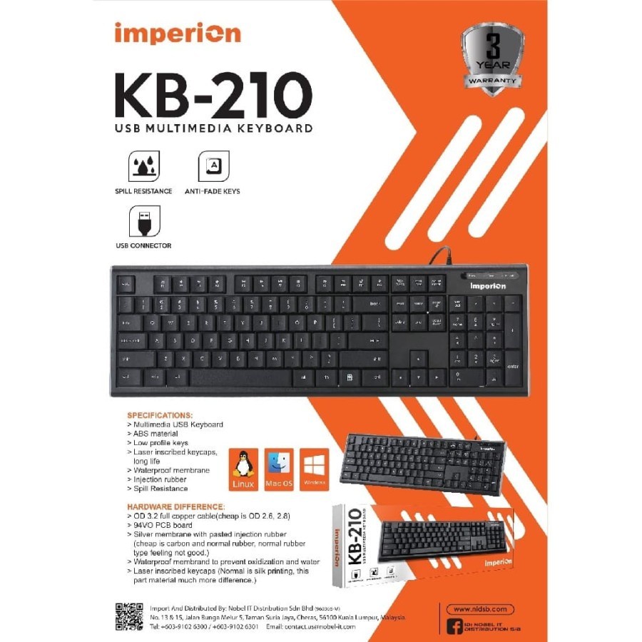 Keyboard USB Multimedia IMPERION KB210