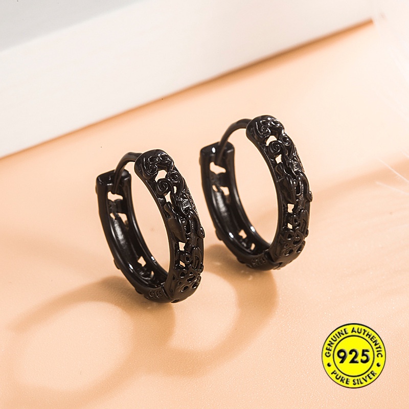 Anting Klip Hollow out Bahan Sterling Silver Untuk Wanita