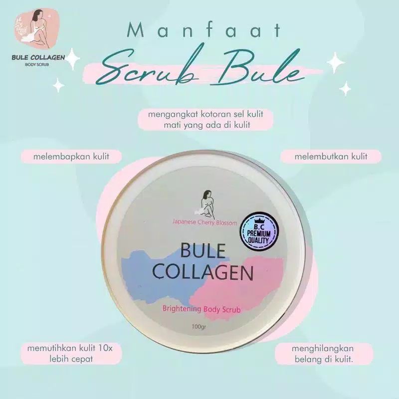 (GRATIS TAS MAKEUP) BULE COLLAGEN BODY WHITENING BODY CARE SCRUB PERONTOK DAKI PEMUTIH BADAN