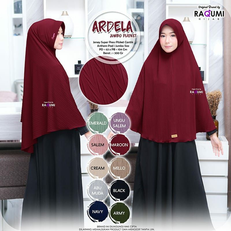 Jilbab Instan Raqumi Ardela Jumbo Plisket