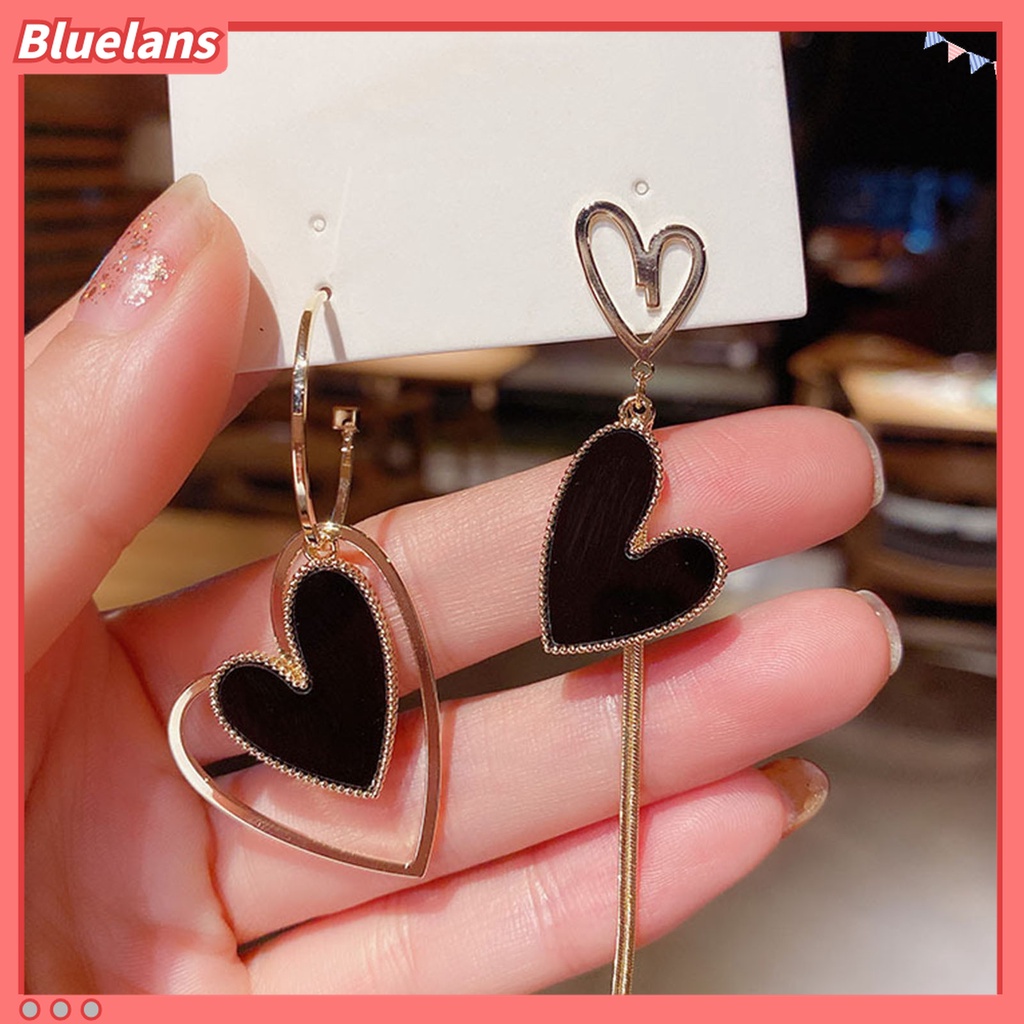 1 Pasang Anting Stud Panjang Asimetris Anti Karat Untuk Wanita