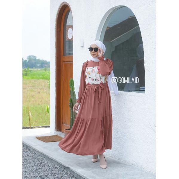 [SOMILA.ID] Peony Maxi Dress Korea Vintage Outfit Kekinian Chic Shabby