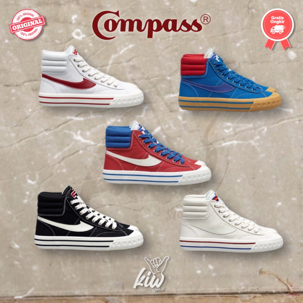 Compass Retrograde High Black White / Red Blue / Cream / Blue Gum / White Blue [100% ORIGINAL]