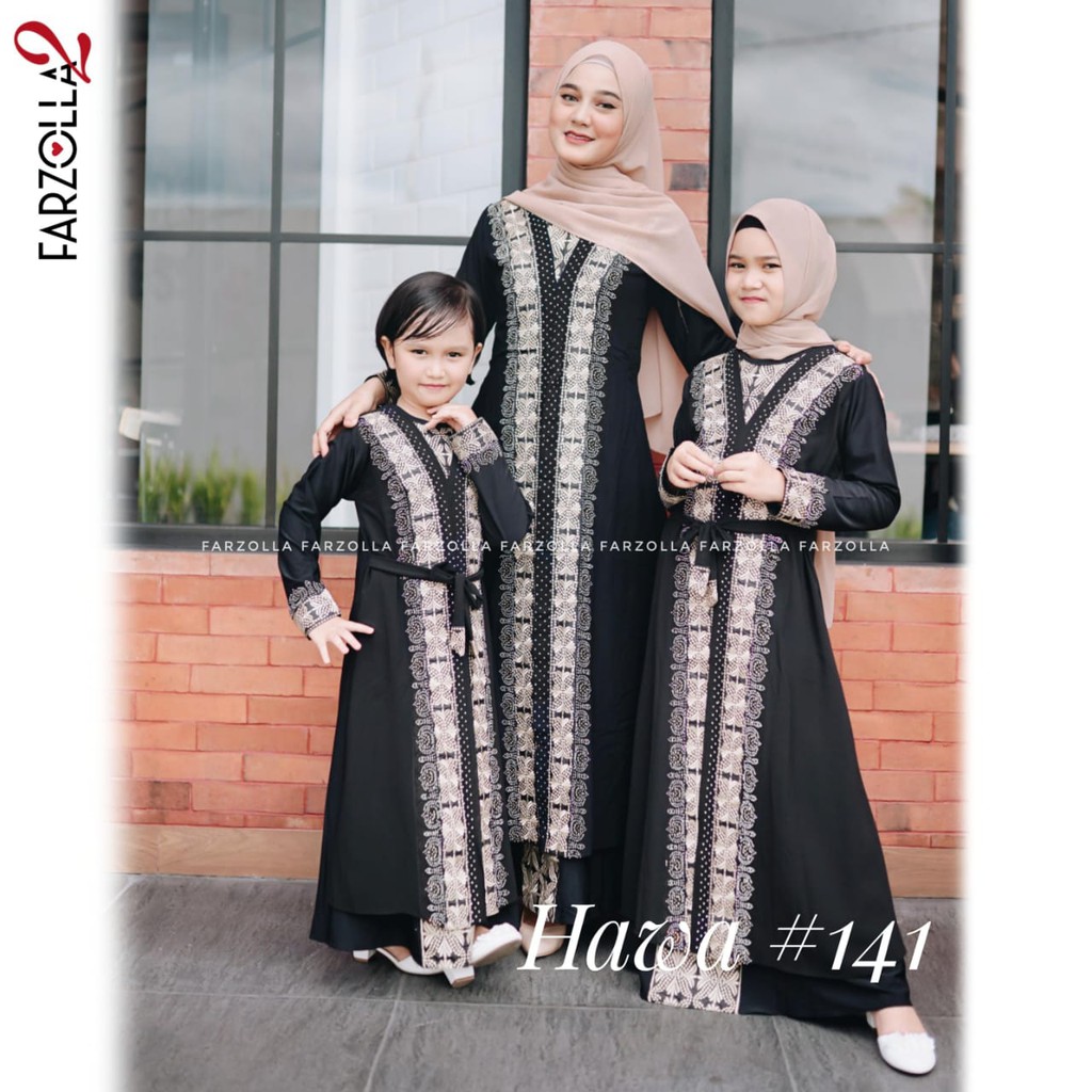 Abaya Couple Hawa #141 / Gamis Couple Terbaru / Dress Couple Kekinian / Gamis Couple ibu dan anak