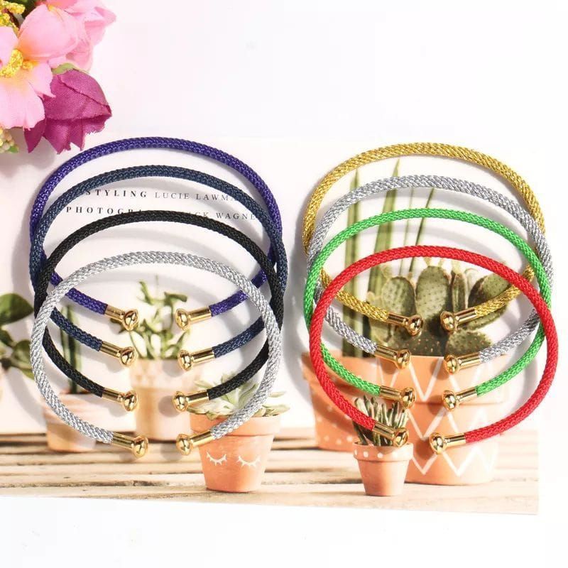 Gelang Tali Kawat Pandora Waterproof Gold Titanium