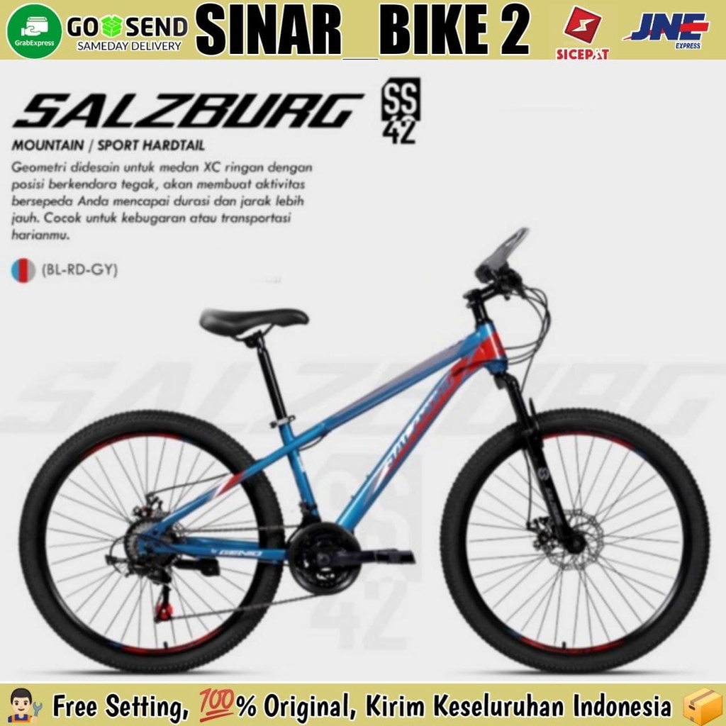 Seopeda Gunung MTB GENIO SALZBURG SS 42 Ukuran 24,26 &amp; 27,5 Inch 24 Speed