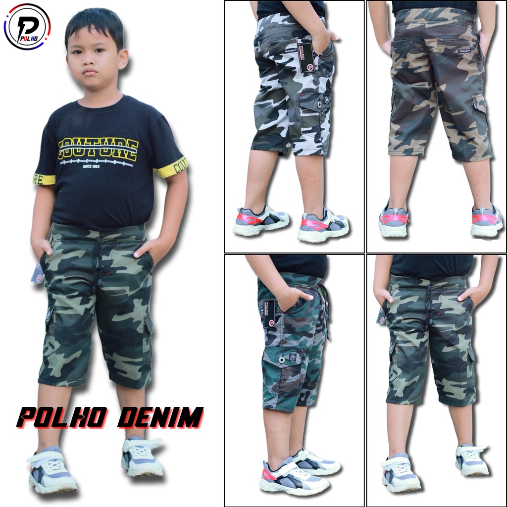 Celana Cargo Army Anak Pendek Usia 4-13 Tahun Original POLHO