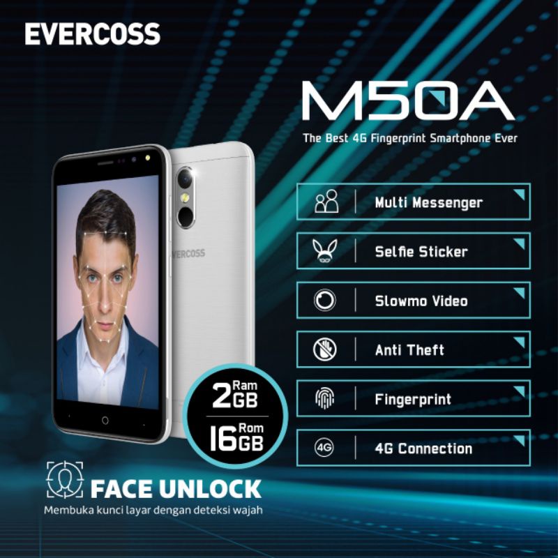 EVERCOSS M50A 2/16GB - 4G - 5INCH GARANSI RESMI