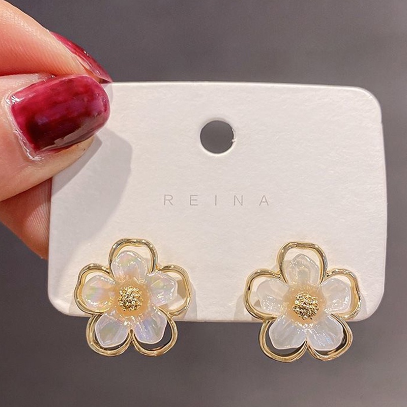 SANGCAKRA COD - Anting Tusuk Wanita Motif Bunga Crystal Anting Bunga Sederhana - ATW2