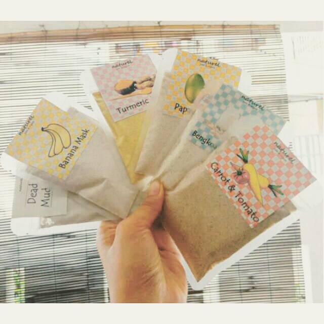 Masker Bubuk Organik by Naturel - Bengkoang Oat Milk Papaya Carrot Tomato Turmeric Banana Dead Sea