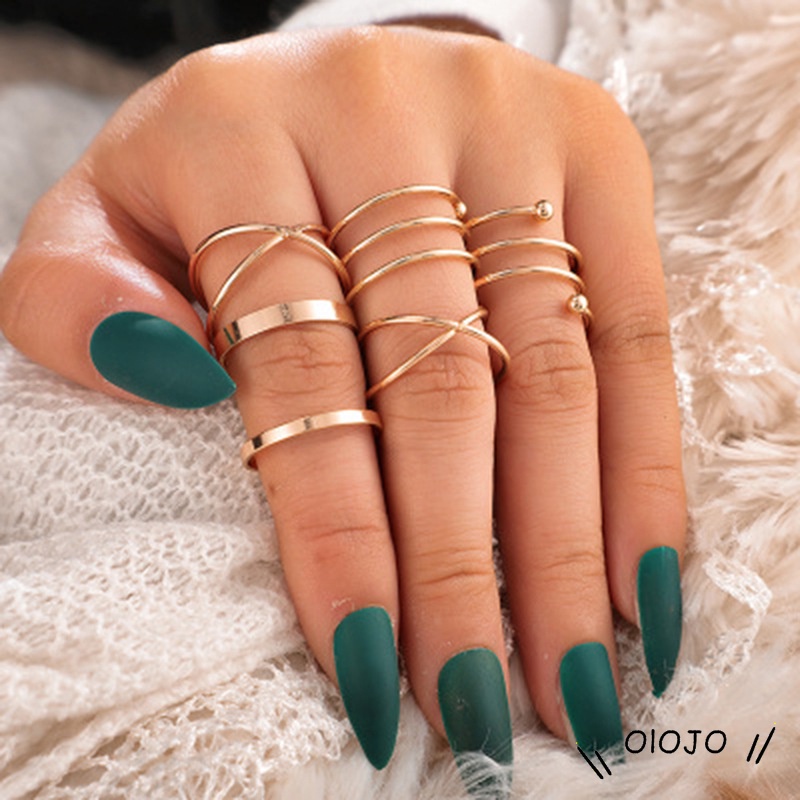 6Pcs Cincin Retro Bahan Stainless Steel Untuk Hadiah Aksesoris Fashion - Ol