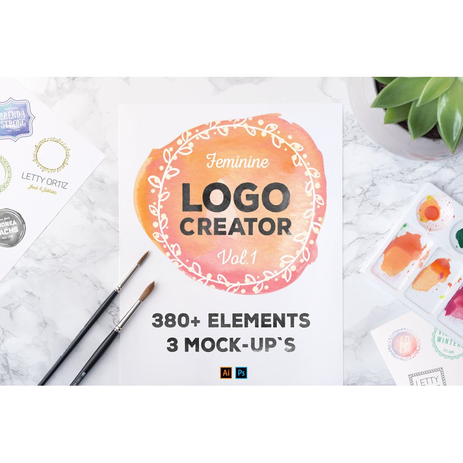 Logo Creator 380+ Elements Mock Ups - Photoshop &amp; Illustrator