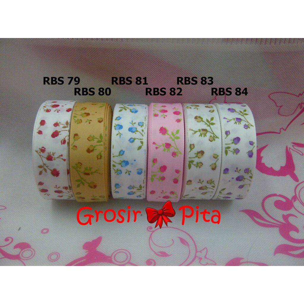 

(25 yard) Pita Grosgrain Motif Bunga RBS 79,80,81,82,83,84 | Toko Bahan Craft | Grosir Pita