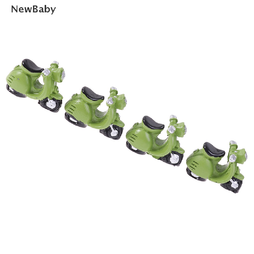 Newbaby 4Pcs Miniatur Motor Roda Tiga Warna Hijau Untuk Aksesoris Rumah Boneka