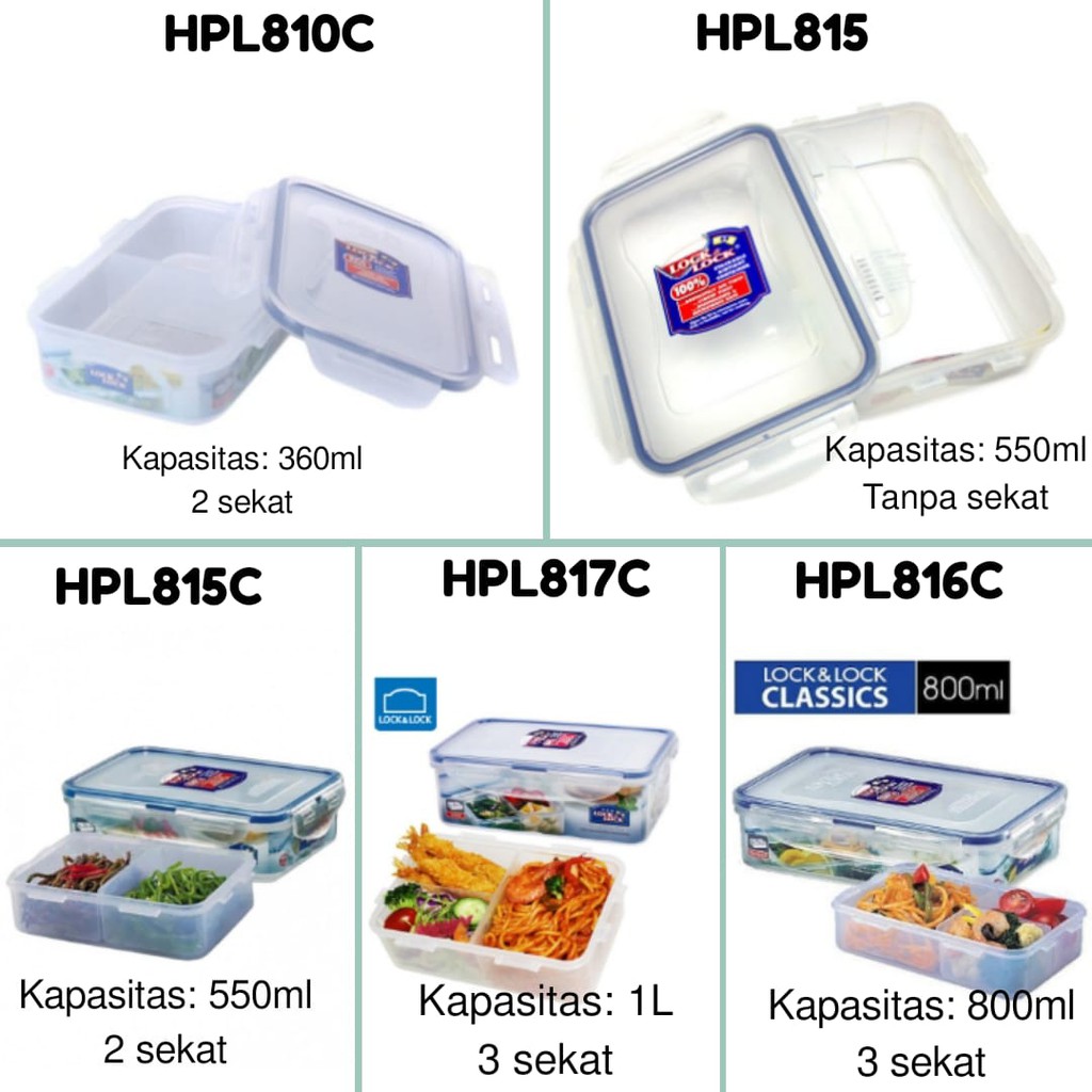 Lock & and n Lock Lock&Lock HPL817C / HPL815 / HPL815C / HPL805 Kotak Makan Food Container 550ml 550