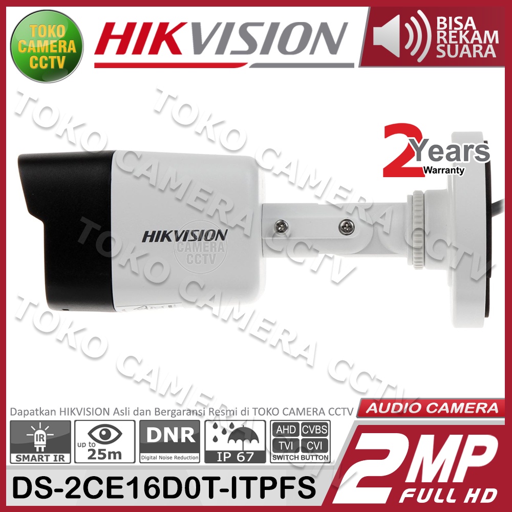 KAMERA CCTV OUTDOOR HIKVISION 2MP MIC AUDIO CAMERA HIKVISION 2MP AUDIO