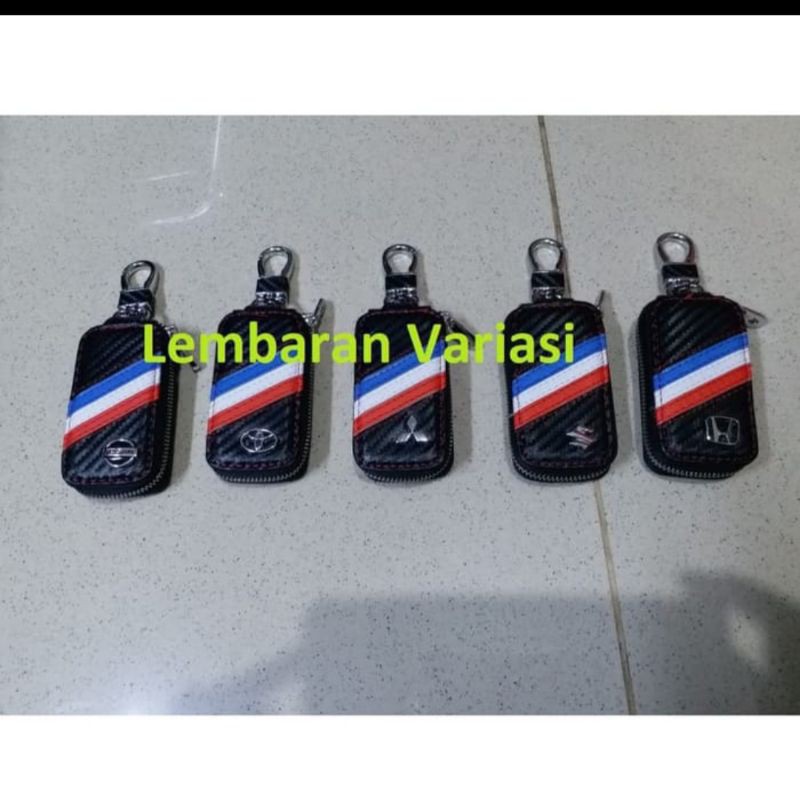 dompet STNK gantungan kunci logo carbon mobil universal