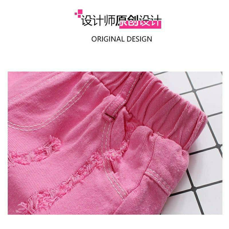 DELLA RIPPED HOT PANTS/ CELANA PENDEK ANAK RIPPED COLOURFUL/  BAGUS IMPORT