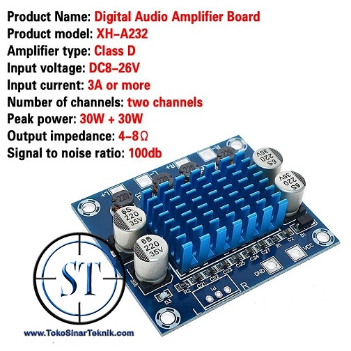 TPA3110 30W+30W 2.0 Channel XH-A232 60W 2x30W TPA 3110 Digital Stereo Audio Power Amplifier Board DC 8-26V