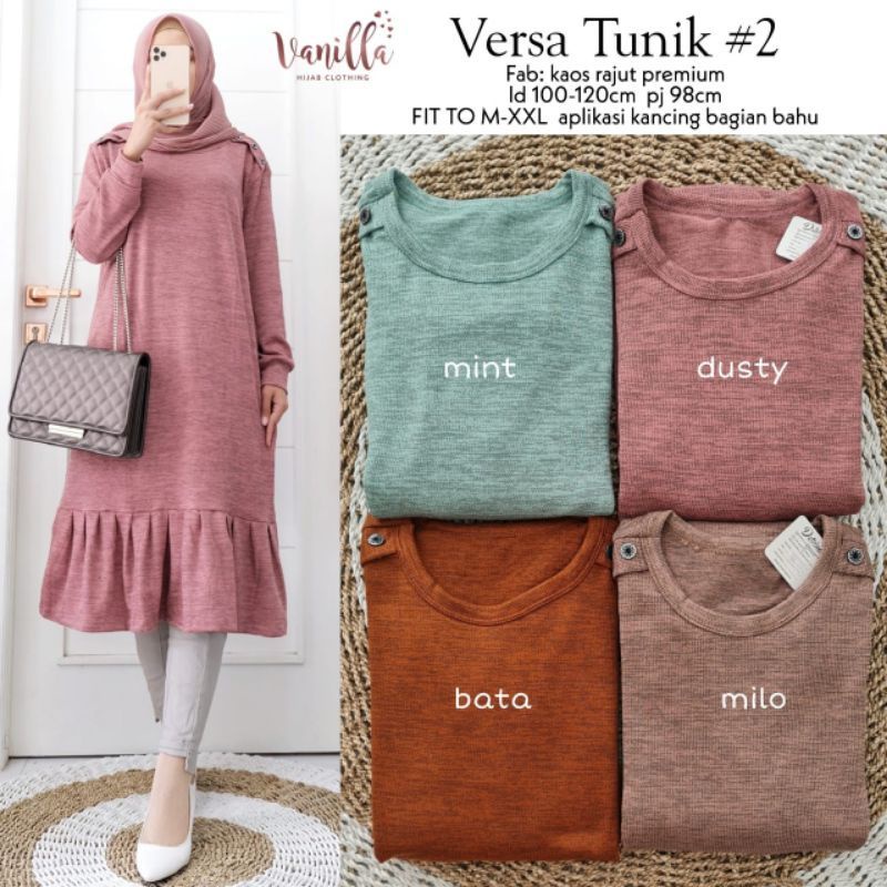 Rubina Tunik / Versa Tunik - LD 100 Melar / Tunik Kaos Rajut Premium / R.4 -  256-6037