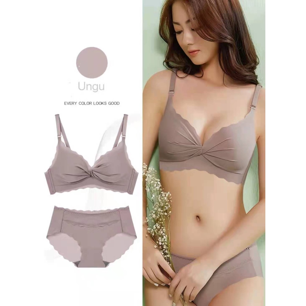 Set Bra + Cd Cewek Setelan Kutang Dan Celana Dalam Cwt Ibuibu 1Set Pakaian Dalaman Wanita Chawet Teb