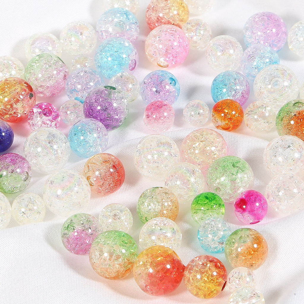 20-100Pcs 8/10/12/14mm Two-Tone Color Round Glass Crackle Beads Loose Spacer Beads For Jewelry Making DIY Bracelet &amp; Necklace