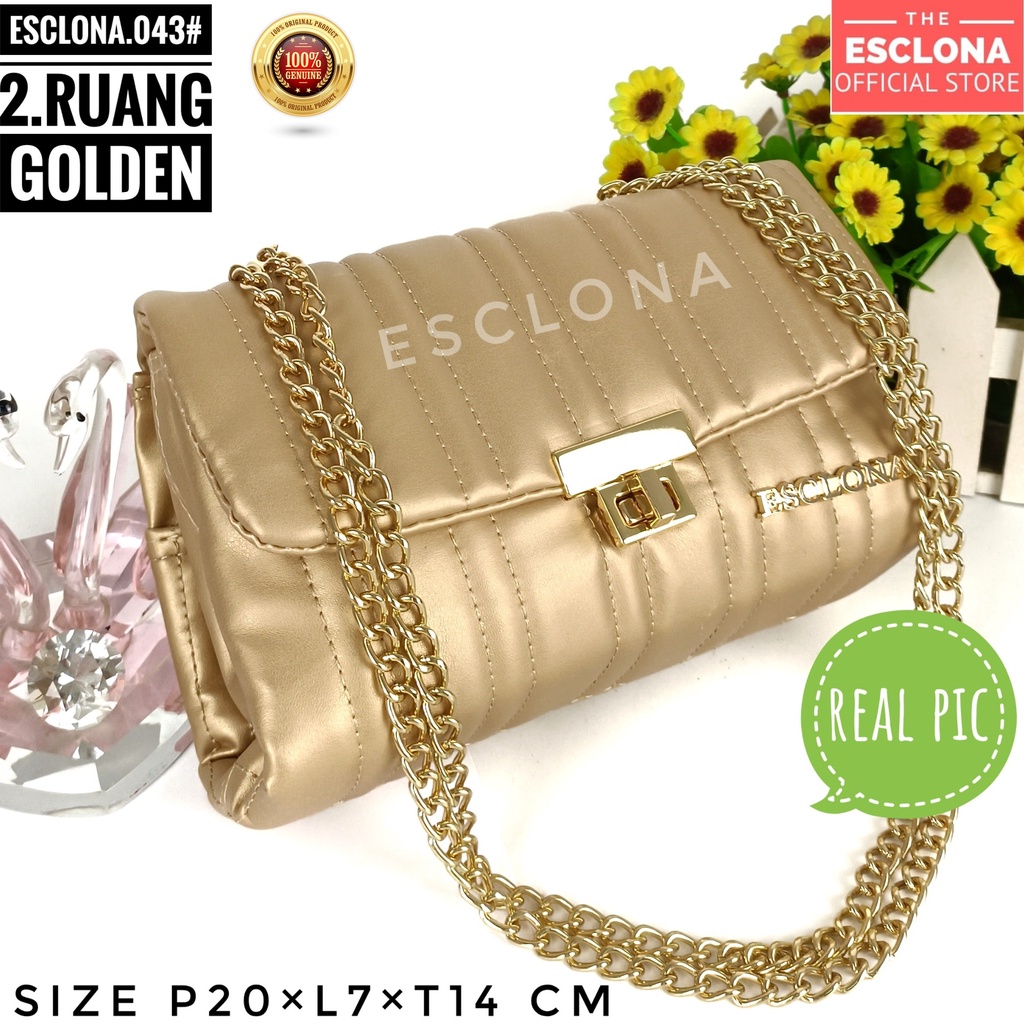 Tas wanita Import Batam Bag Esclona 043 Selempang Cewek Cantik Branded Grosir Fashion Murah Handbag Original Kantor Kerja Kuliah Pesta Premium Super Populer Terbaru Terlaris