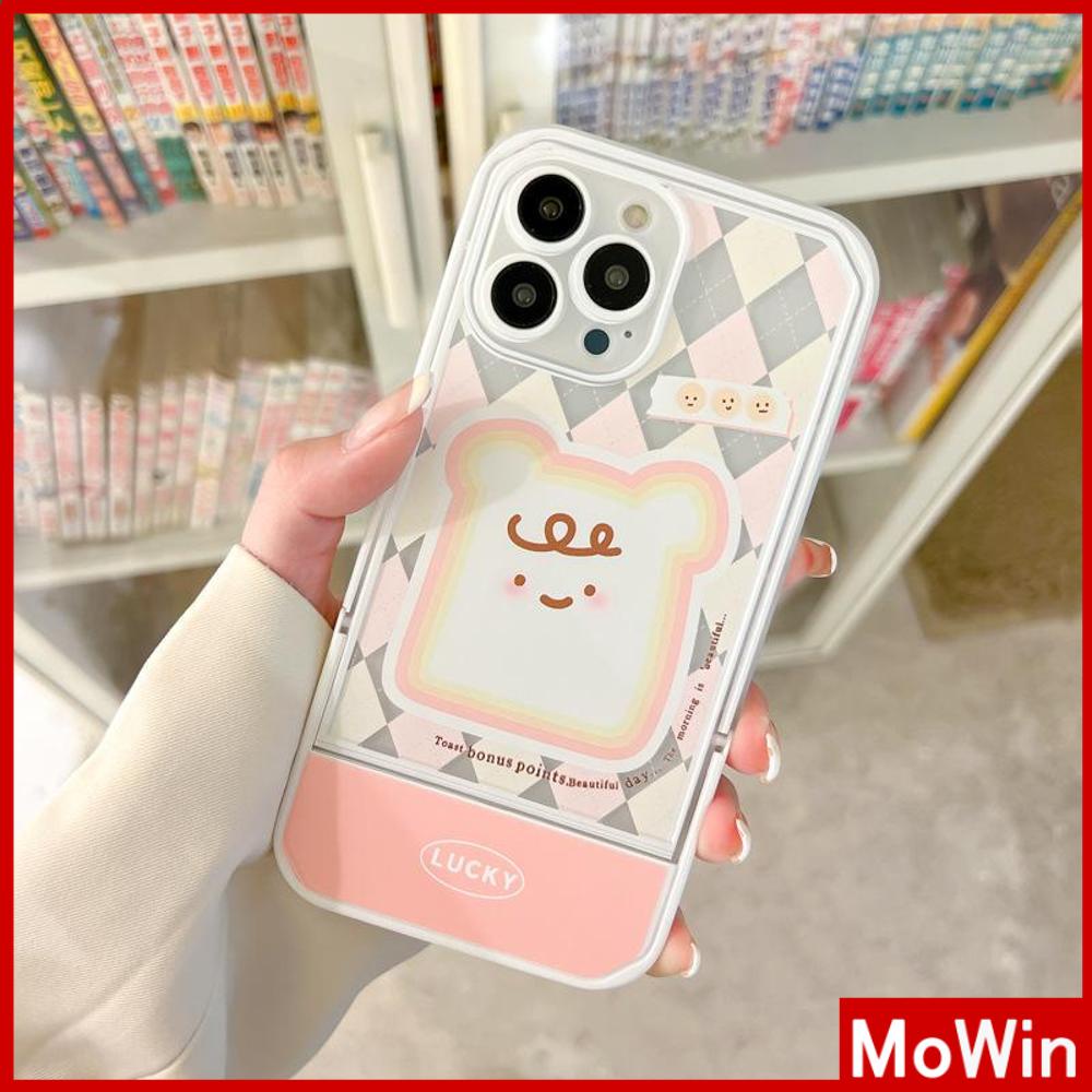 iPhone Case Acrylic Invisible Folding Stand Silicone Soft Case Airbag Shockproof Cover Camera Toast Cartoon Cute Compatible For iPhone 11 Pro Max 13 Pro Max 12 Pro Max 7Plus xr XS Max