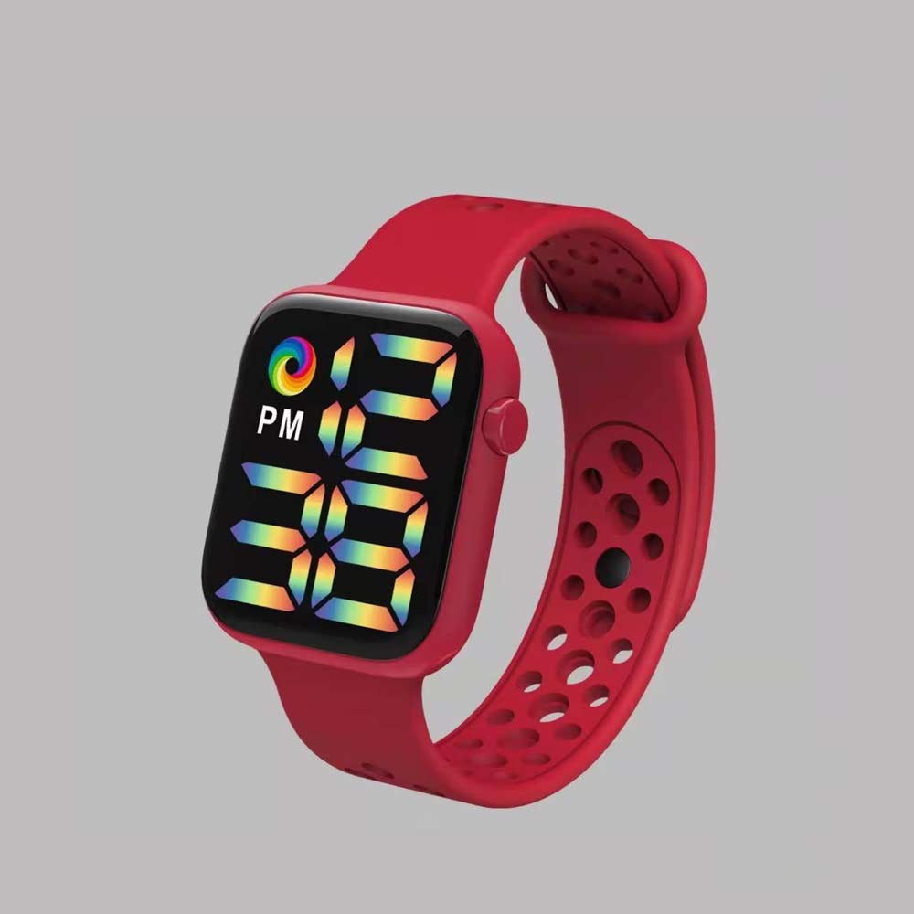 LED Watch [ Merah ]  Water Resistant - Jam Tangan Digital Pria &amp; Wanita Strap Rubber LED_8050