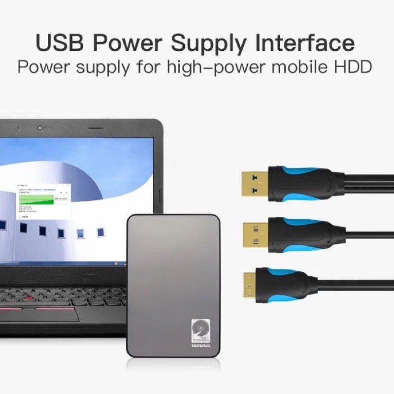 KABEL HARDISK EXTERNAL VENTION PLUS USB POWER 1 METER