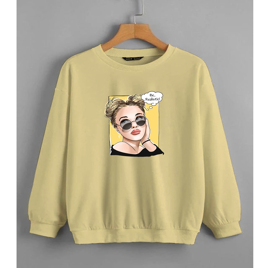 CALVIERO SHOP - BAJU SWEATER WANITA ATASAN BE REALISTIC  SWEATER DEWASA BRAND ANIME SWEATER HODDIE FASHION CITAYEM SCBD FASHION WEEK FASHION VIRAL TIKTOK