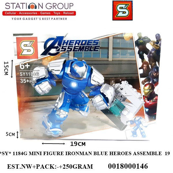 SY 1184G MINI FIGURE IRONMAN BLUE HEROES ASSEMBLE  19 - MAINAN ANAK MURAH