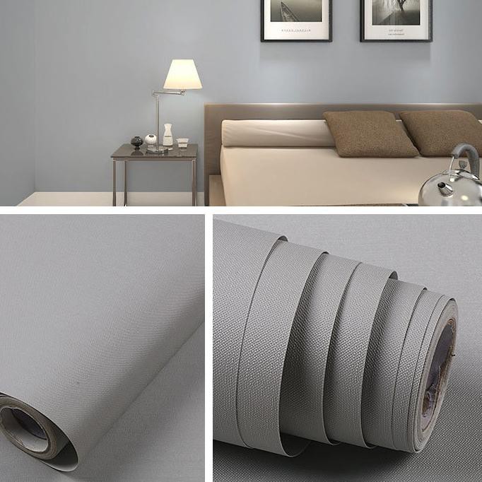 WALLPAPER STICKER STIKER DINDING MOTIF POLOS TEKSTUR WARNA HITAM GREY KMK 634 635 PUTIH WHITE KAYU