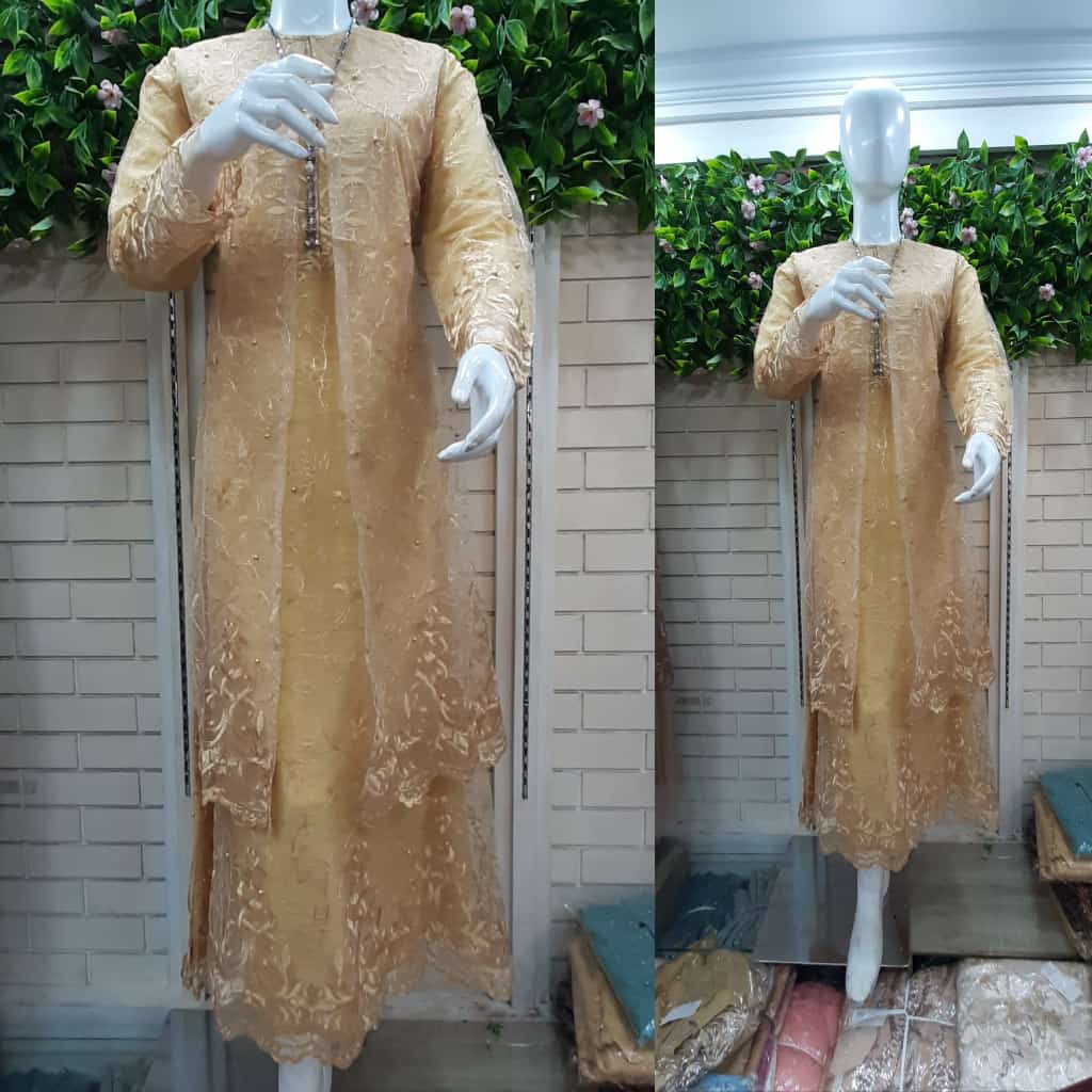 promo long gamis full tulle mutiara bordir / gamis pesta