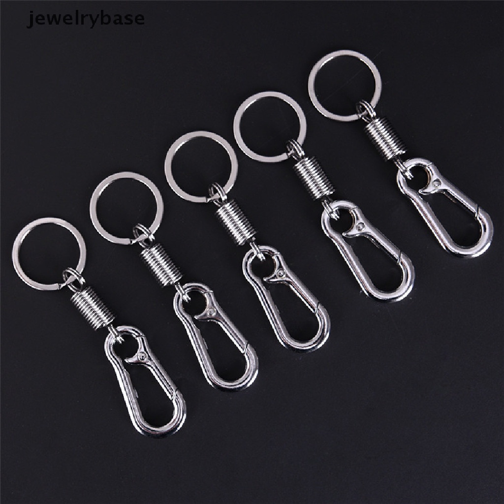 2 PCs Gantungan Kunci Carabiner Retractable Bahan Stainless Steel