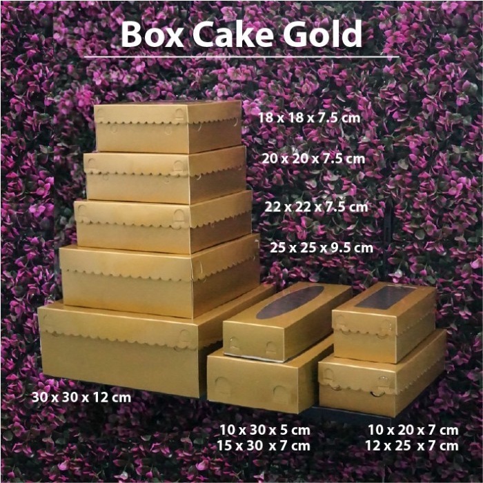 Dus Emas Kaca 20 x 20 x 7.5 cm - Box Kue Mika-Gold Cake Box isi 10 pcs