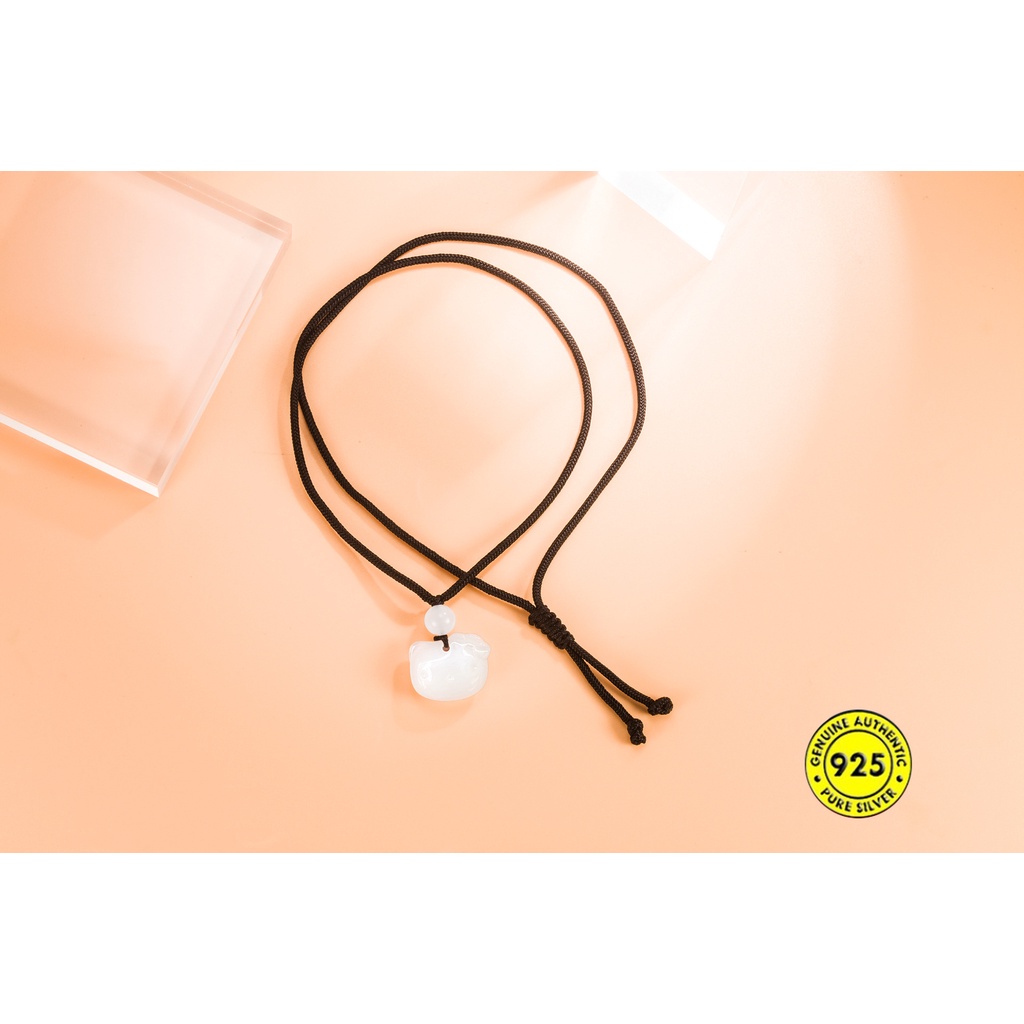 Kalung Tali Hitam Dengan Liontin Kucing Lucu Untuk Wanita