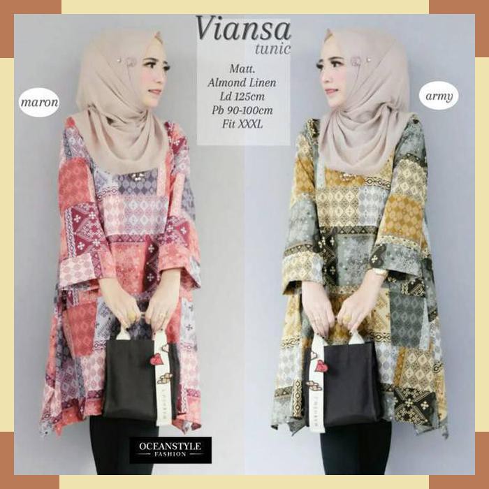 TUNIK MOTIF WANITA TUNIK BATIK JUMBO XXXL VIANSA TUNIK