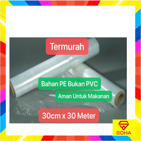 PW-01 PLASTIC WRAP PEMBUNGKUS Buah Makanan / Plastik Wrapping STRETCH Film PACKING REFILL 30cm