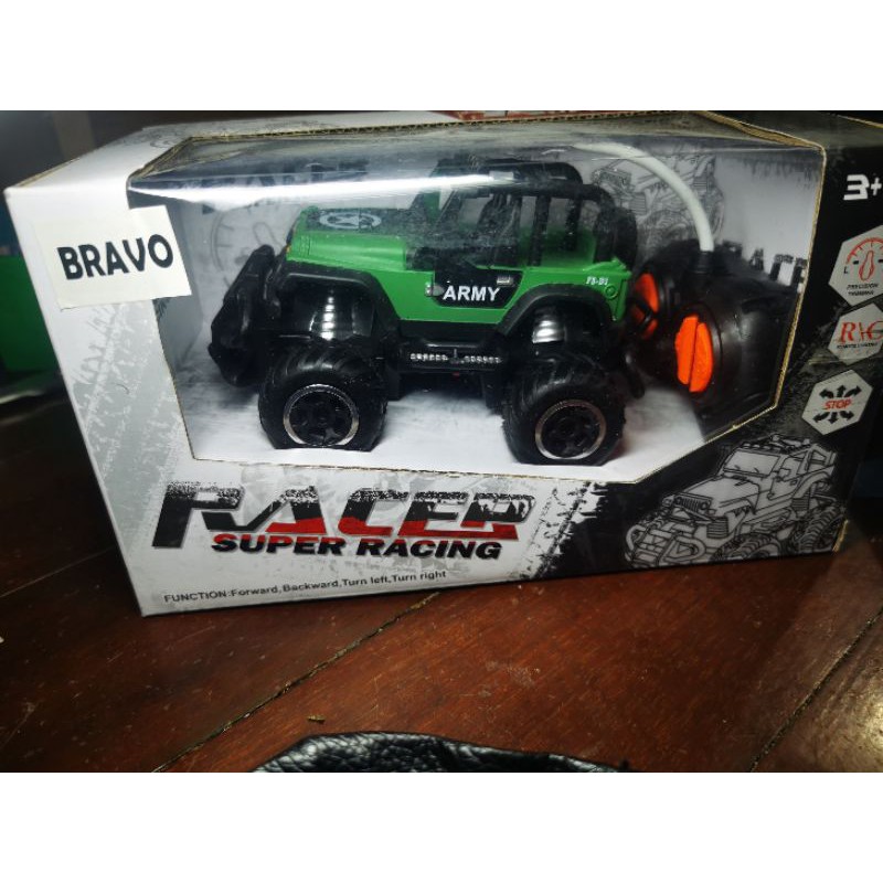 Mainan mobil remote control jeep polisi mini car rc rock crawler 1:43 dino